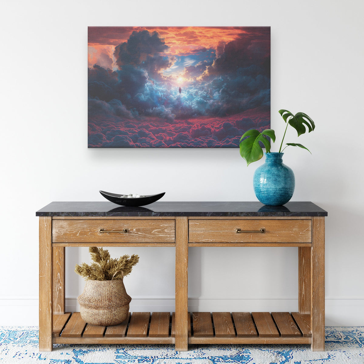 Heavenly Ascension Through Glorious Sunset Clouds Christian Canvas Wall Art Decor - Awakening Righteousness