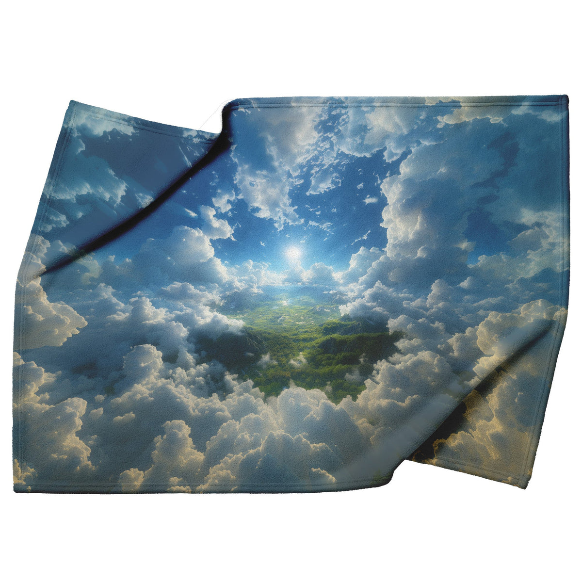 Heavenly View Above Clouds With Sunlight And Lush Greenery Fleece Sherpa Blanket Christian Gift Symbol Of Divine Light - Awakening Righteousness