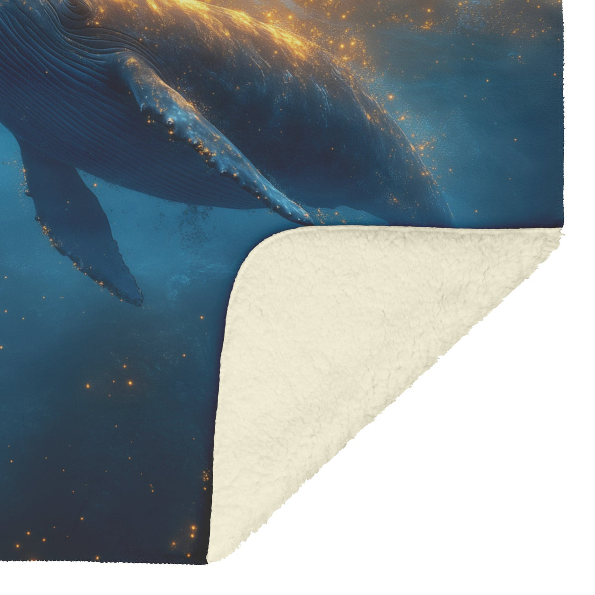 Humpback Whale Breaching Ocean Surface Golden Sunset Glowing Water Droplets Fleece Sherpa Blanket - Awakening Righteousness
