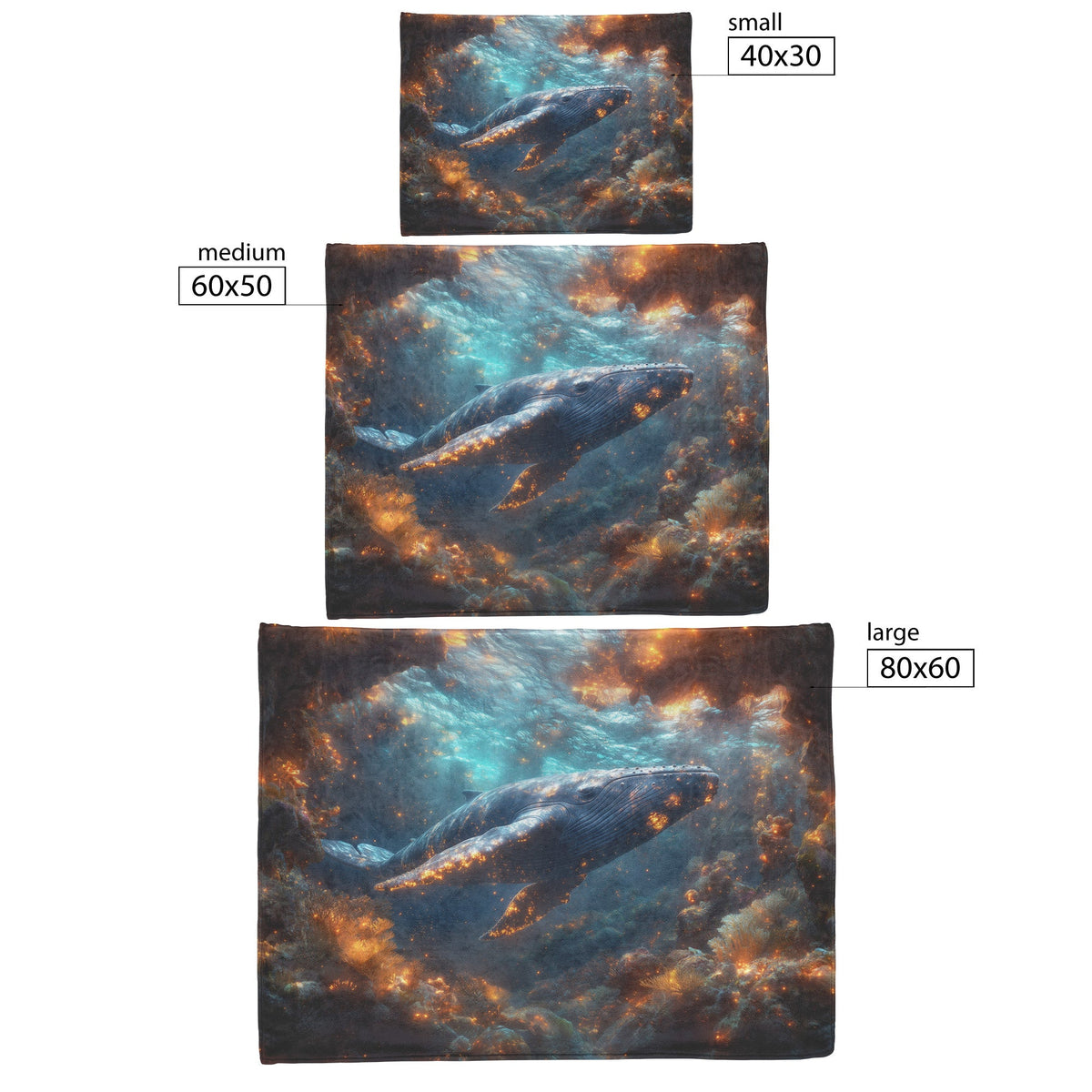 Humpback Whale Swimming Gracefully Through Underwater Canyon Glowing Coral Vibrant Fish Sunlight Fleece Sherpa Blanket - Awakening Righteousness