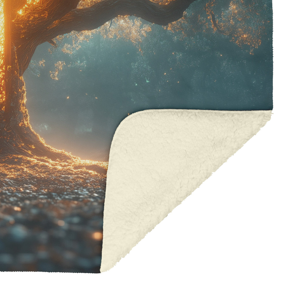 Illuminated Cross Embedded in Majestic Tree Fleece Sherpa Blanket Ultra Soft Cozy Perfect for Home Bed Couch Gift - Awakening Righteousness