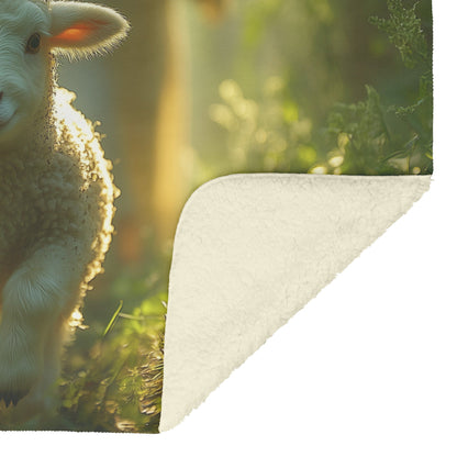 Jesus Walking with a Lamb Cozy Christian Fleece Sherpa Blanket - Awakening Righteousness