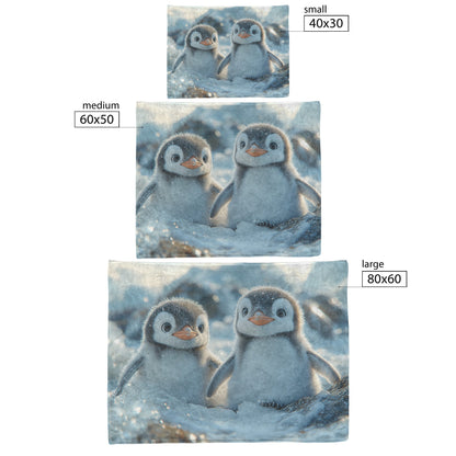 Joyful Baby Penguins with Dancing Children Cozy Sherpa Fleece Blanket - Awakening Righteousness