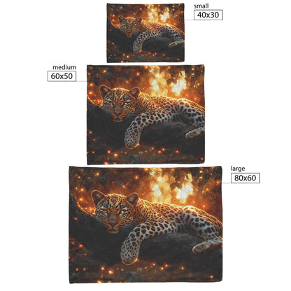 Leopard Resting Gracefully on Ancient Tree Branch Under Golden Sunlight Fleece Sherpa Blanket Elegant and Soft - Awakening Righteousness