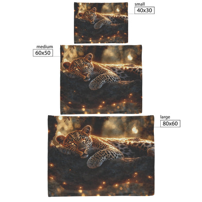 Leopard Resting on Branch of Ancient Acacia Tree Under Golden Sunlight Intricate Fur Details Sherpa Blanket - Awakening Righteousness