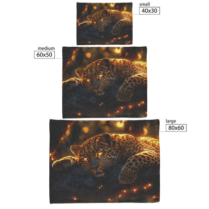 Leopard Resting on Branch of Ancient Acacia Tree Under Golden Sunlight Intricate Fur Details Sherpa Blanket - Awakening Righteousness