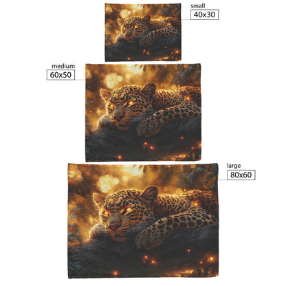 Leopard Resting on Branch of Ancient Acacia Tree Under Golden Sunlight Intricate Fur Details Sherpa Blanket - Awakening Righteousness