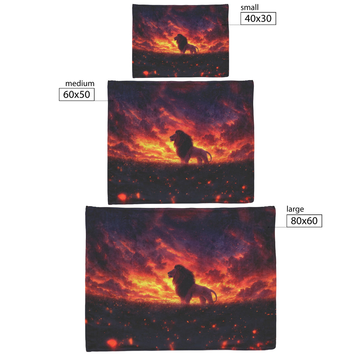 Lion Silhouetted Against Glowing Twilight Sky with Swirling Golden Mist Fleece Sherpa Blanket - Awakening Righteousness