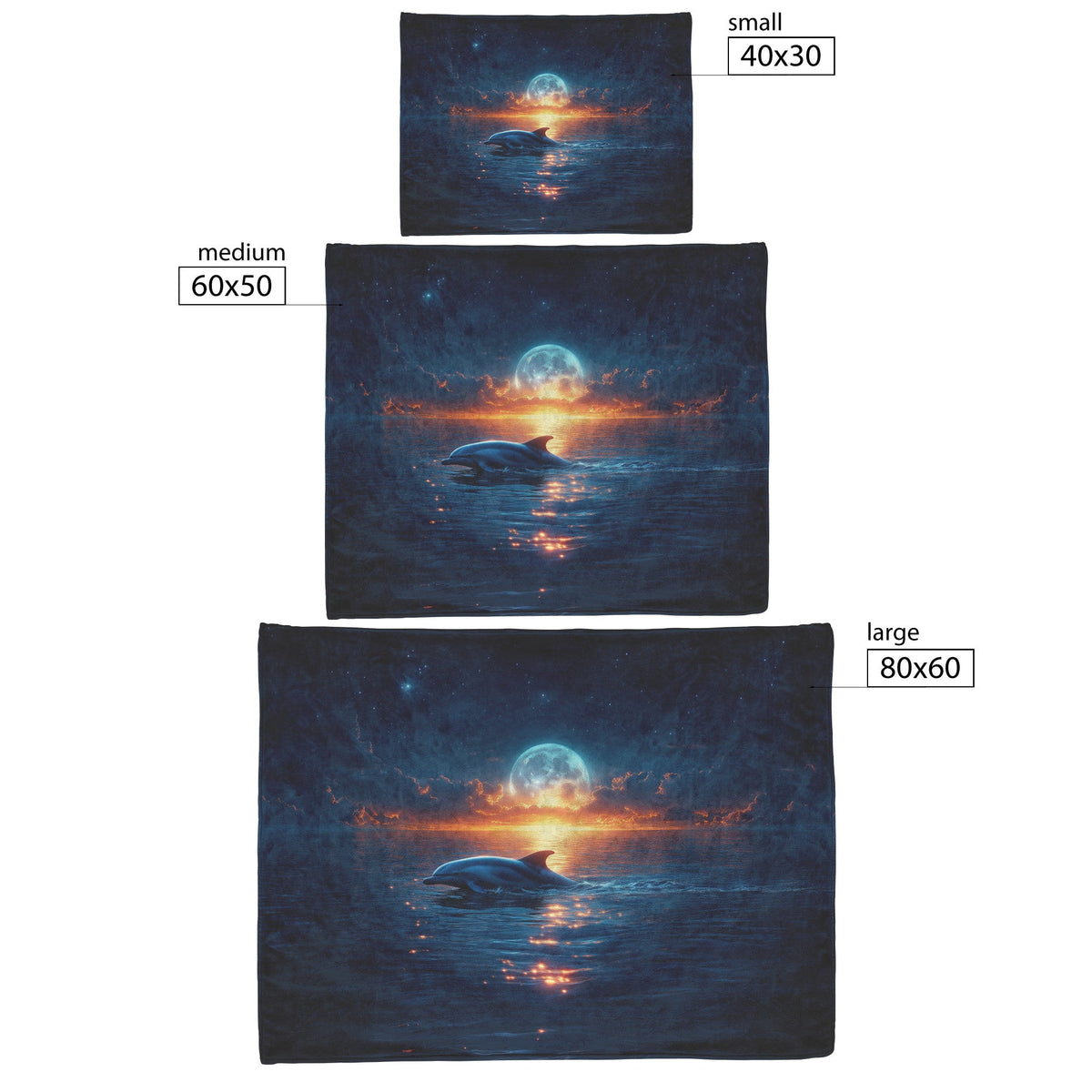 Lone Dolphin Swimming Under Glowing Moonlight Peaceful Ocean Shimmering Reflections Magical Atmosphere Fleece Sherpa Blanket - Awakening Righteousness
