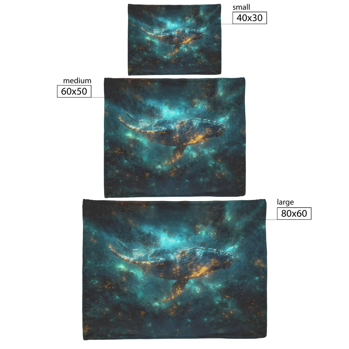 Majestic Blue Whale Swimming Through Glowing Bioluminescent Ocean Twilight Sky Soft Blue Green Light Fleece Sherpa Blanket - Awakening Righteousness
