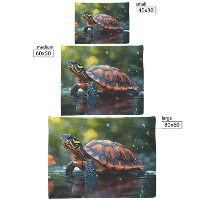Majestic Turtle Gazing at Sky Sherpa Fleece Blanket in Swampy Forest - Awakening Righteousness