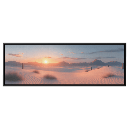 Minimalist Desert Scene Bold Cacti Silhouettes Muted Sand Dunes Soft Gray Sky Ultra High Definition Refined Textures Canvas Wall Art - Awakening Righteousness