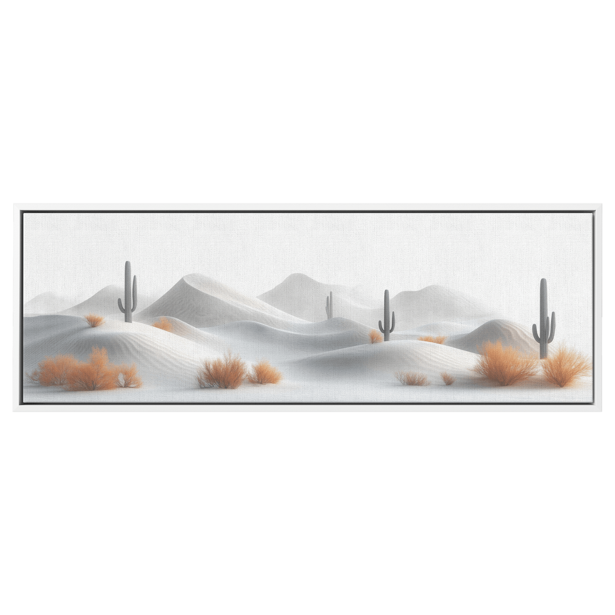 Minimalist Desert Scene Bold Cacti Silhouettes Muted Sand Dunes Soft Gray Sky Ultra High Definition Refined Textures Canvas Wall Art - Awakening Righteousness
