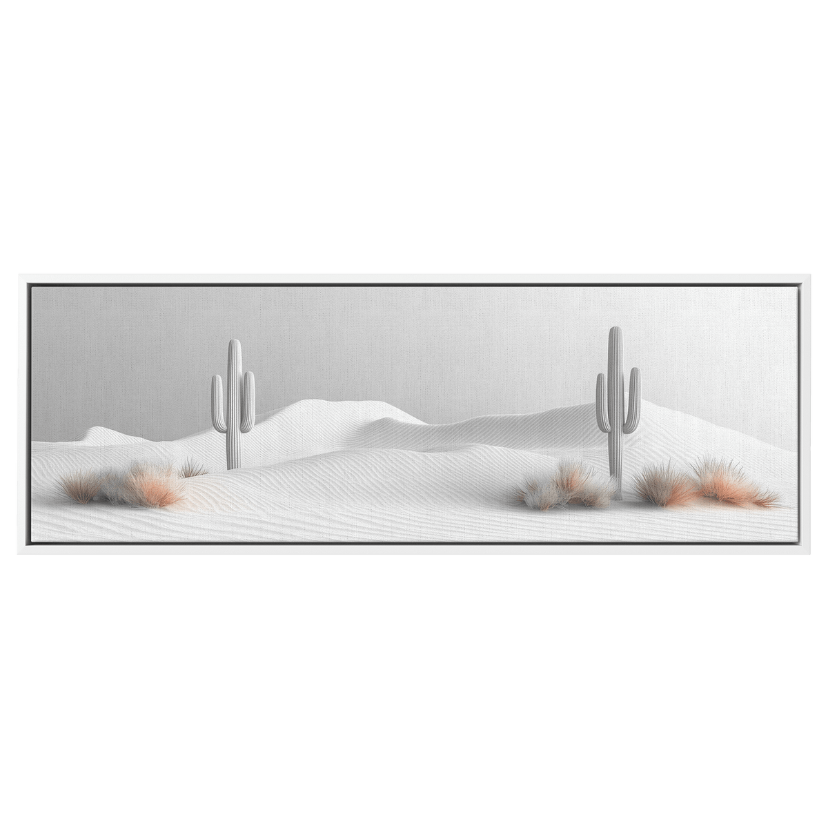 Minimalist Desert Scene Bold Cacti Silhouettes Muted Sand Dunes Soft Gray Sky Ultra High Definition Refined Textures Canvas Wall Art - Awakening Righteousness