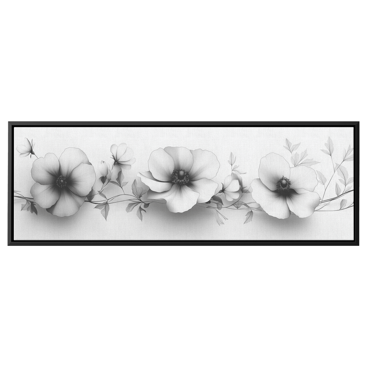 Minimalist Monochrome Line Art Abstract Florals Matte White Background Modern Geometric Ultra High Definition Hyperrealistic Panoramic Framed Canvas Wall Art - Awakening Righteousness