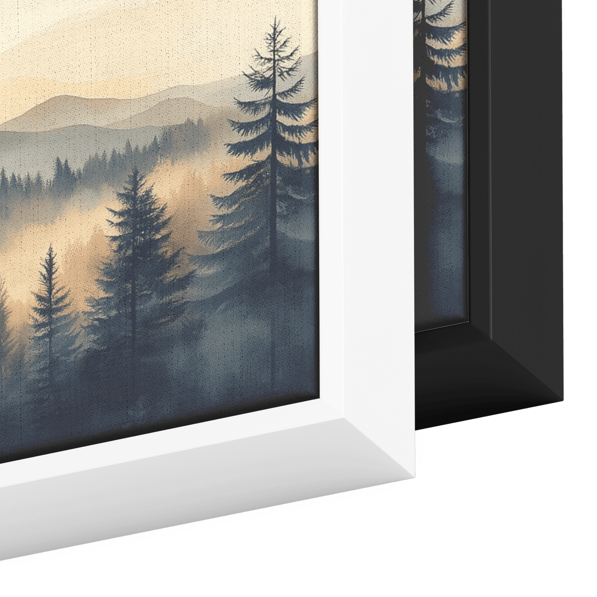 Minimalist Nature Artwork Distant Hills Tree Silhouettes Taupe Light Beige Tones Ultra High Definition Clean Design Panoramic Framed Canvas Wall Art - Awakening Righteousness