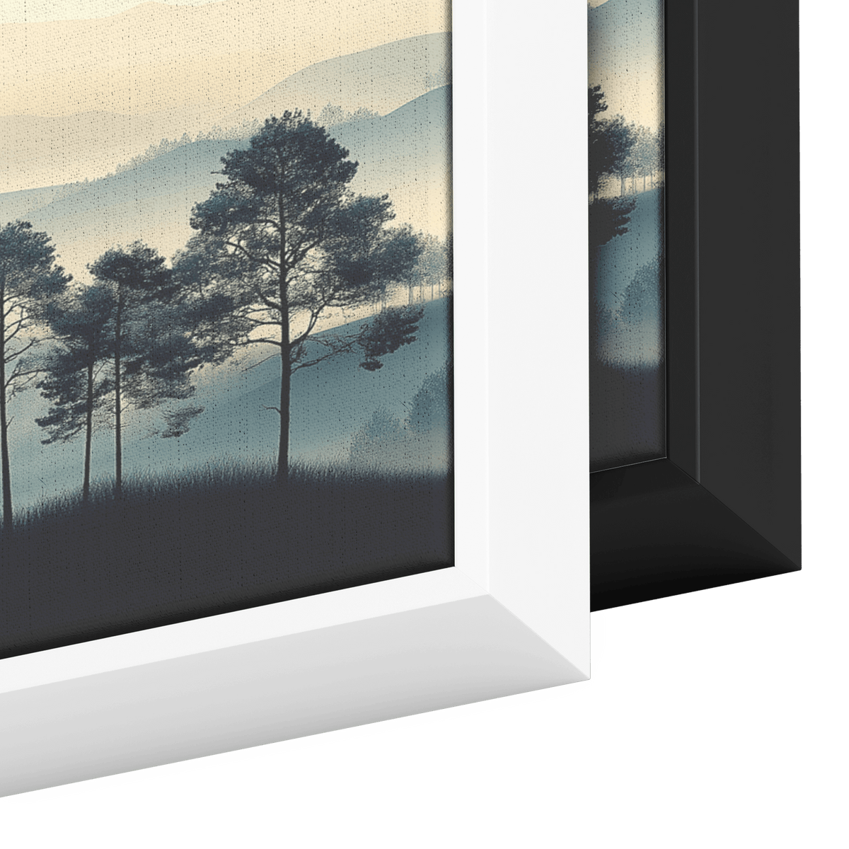 Minimalist Nature Artwork Distant Hills Tree Silhouettes Taupe Light Beige Tones Ultra High Definition Clean Design Panoramic Framed Canvas Wall Art - Awakening Righteousness