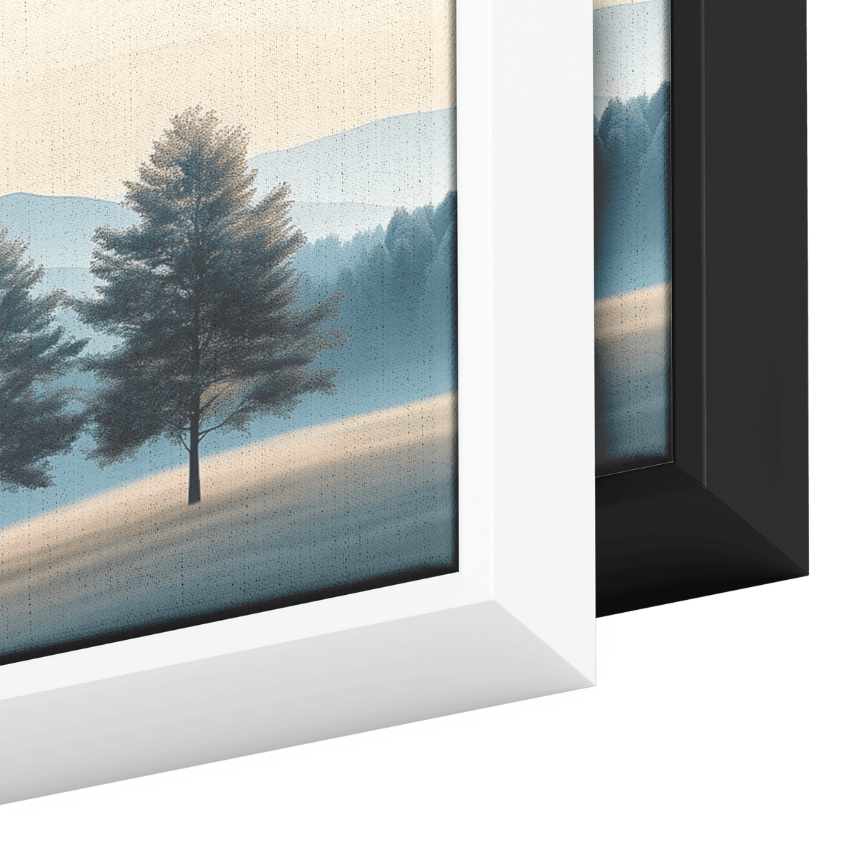 Minimalist Nature Artwork Distant Hills Tree Silhouettes Taupe Light Beige Tones Ultra High Definition Clean Minimalist Panoramic Framed Canvas Wall Art - Awakening Righteousness