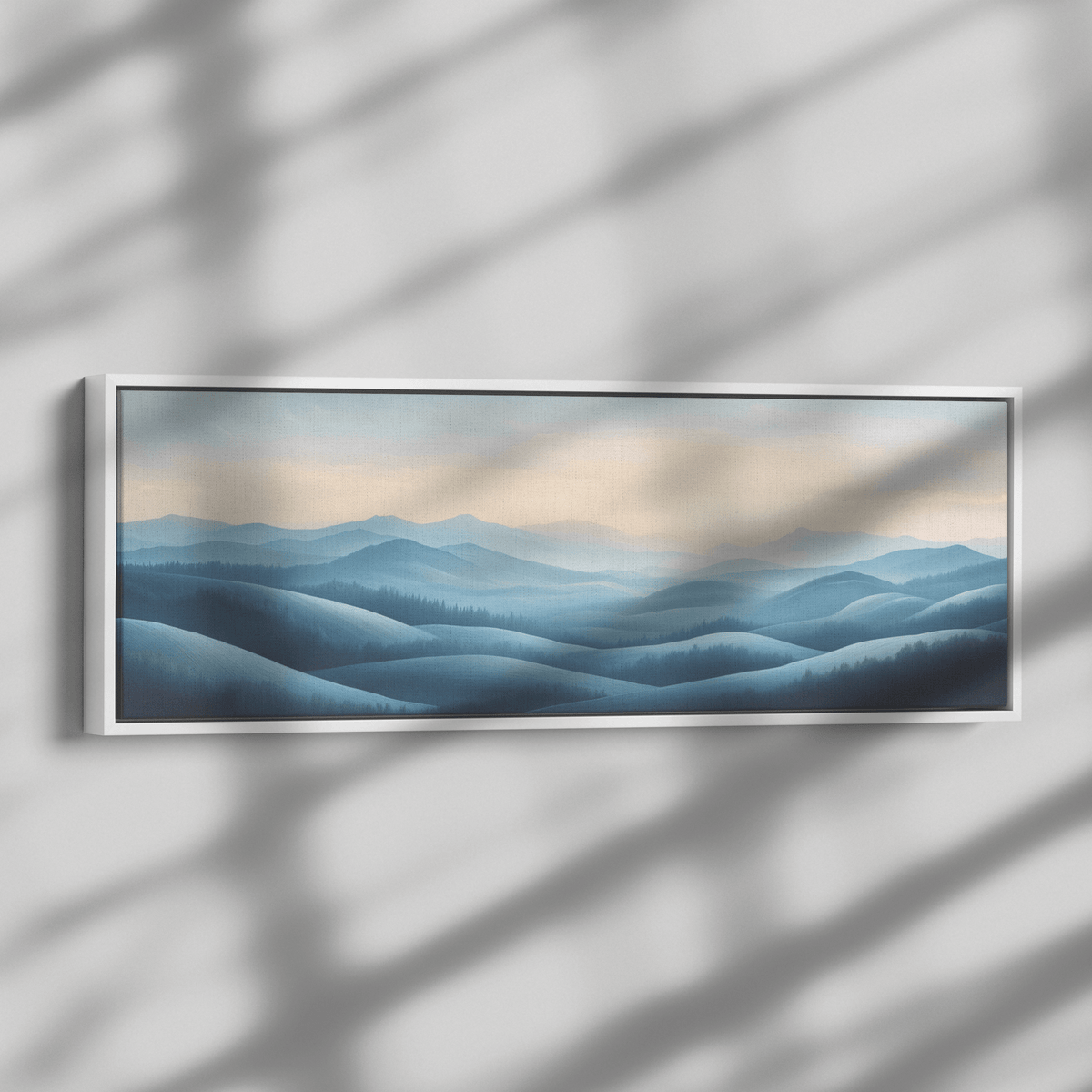 Minimalist Panoramic Artwork Rolling Hills Soft Taupe Palette Muted Highlights Ultra High Definition Tranquil Elegant Panoramic Framed Canvas Wall Art - Awakening Righteousness