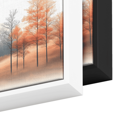 Muted Panoramic Illustration Gently Sloping Hills Sparse Tree Clusters Soft Brown Gray Tones Ultra High Definition Modern Minimalist Panoramic Framed Canvas Wall Art - Awakening Righteousness