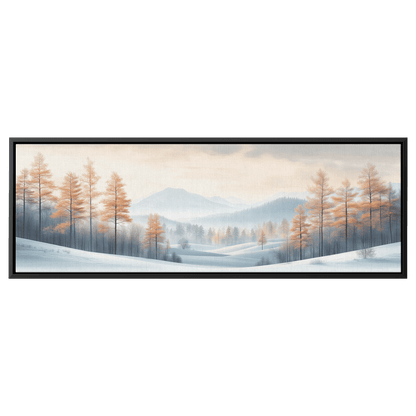 Muted Panoramic Illustration Gently Sloping Hills Sparse Tree Clusters Soft Brown Gray Tones Ultra High Definition Modern Minimalist Panoramic Framed Canvas Wall Art - Awakening Righteousness