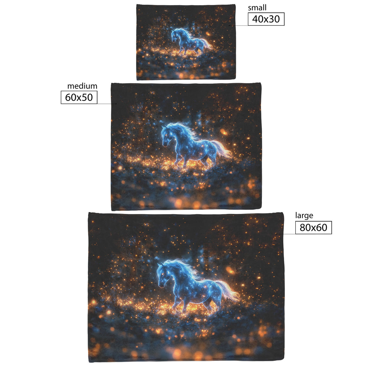 Mystical Glowing Horse in Magical Forest with Fireflies and Soft Glowing Plants Luminous Fleece Sherpa Blanket - Awakening Righteousness