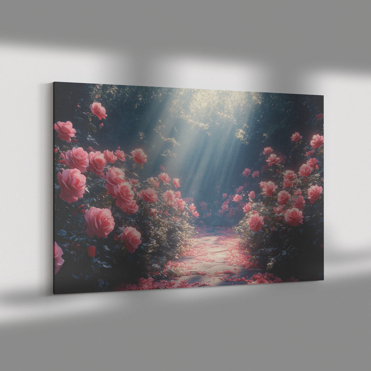 Narrow Path Through Heavenly Rose Garden Christian Canvas Wall Art Decor - Awakening Righteousness