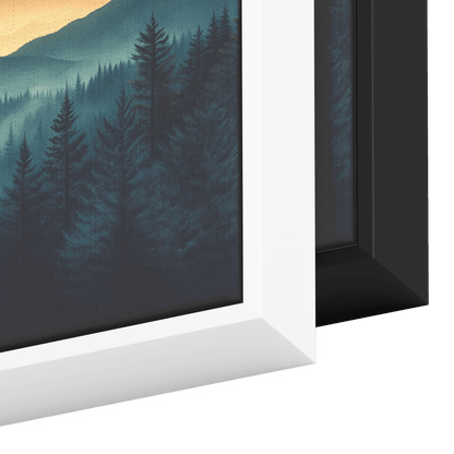 Neutral Toned Panoramic Artwork Rolling Hills Misty Forest Clean Minimal Linework Ultra High Definition Panoramic Framed Canvas Wall Art - Awakening Righteousness
