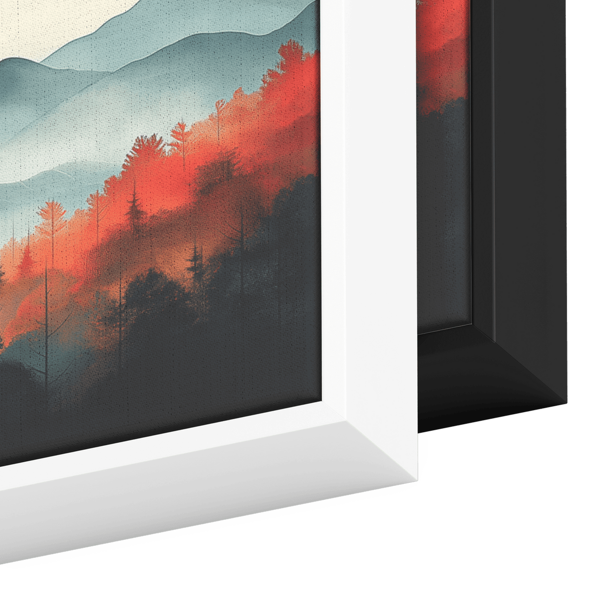 Neutral Toned Panoramic Artwork Rolling Hills Misty Forest Clean Minimal Linework Ultra High Definition Panoramic Framed Canvas Wall Art - Awakening Righteousness