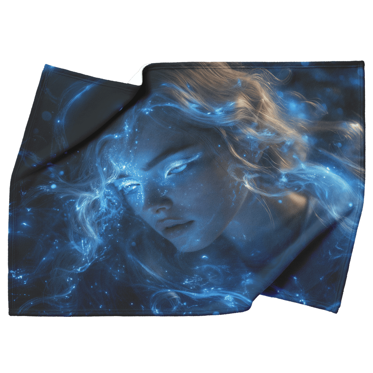 Night Elf Mage Fleece Sherpa Blanket Frost Spell Shimmering Stars Silver Highlights Bold Majestic Design - Awakening Righteousness