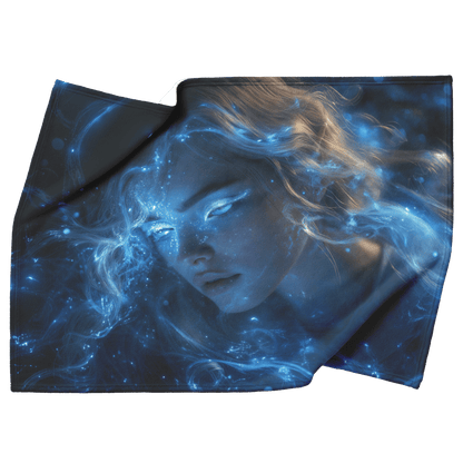 Night Elf Mage Fleece Sherpa Blanket Frost Spell Shimmering Stars Silver Highlights Bold Majestic Design - Awakening Righteousness