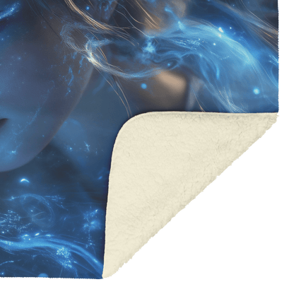 Night Elf Mage Fleece Sherpa Blanket Frost Spell Shimmering Stars Silver Highlights Bold Majestic Design - Awakening Righteousness