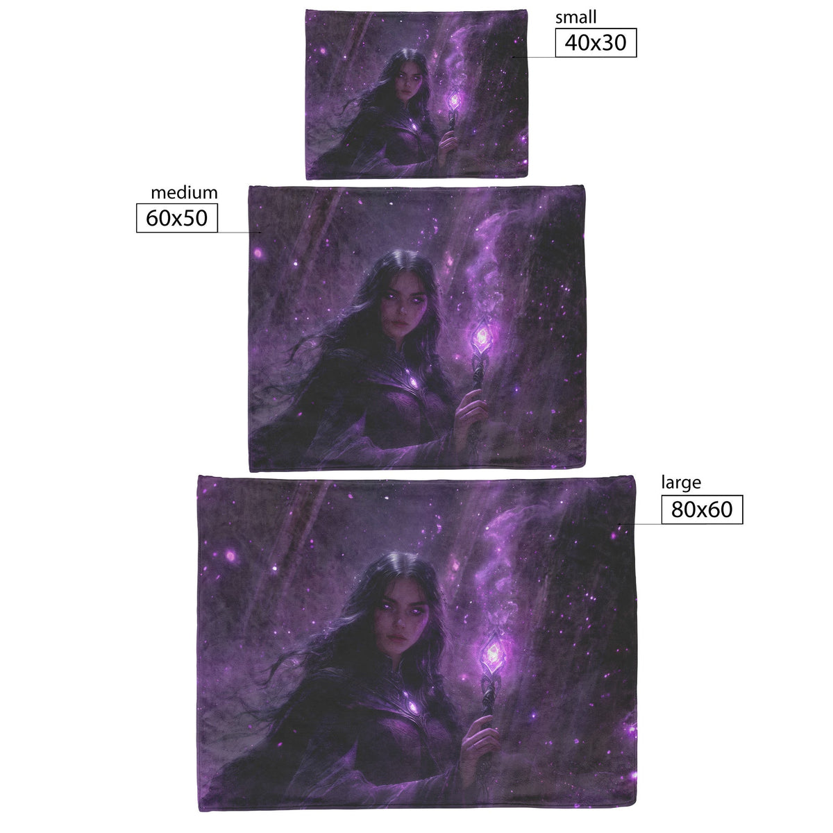 Night Elf Mage Fleece Sherpa Blanket Radiant Staff Silver Stars Purple Reflections Bold Inspiring WoW Design - Awakening Righteousness