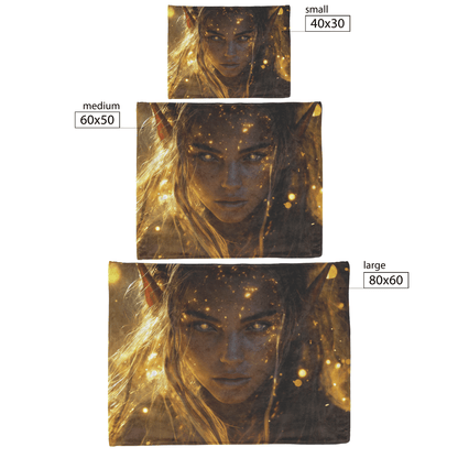 Night Elf Priest Fleece Sherpa Blanket Holy Light Golden Textures Purple Light Trails Bold Inspiring WoW Design - Awakening Righteousness