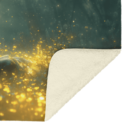 Night Elf Priest Fleece Sherpa Blanket Moonlit Forest Prayer Golden Light Stars Inspiring Majestic WoW Design - Awakening Righteousness