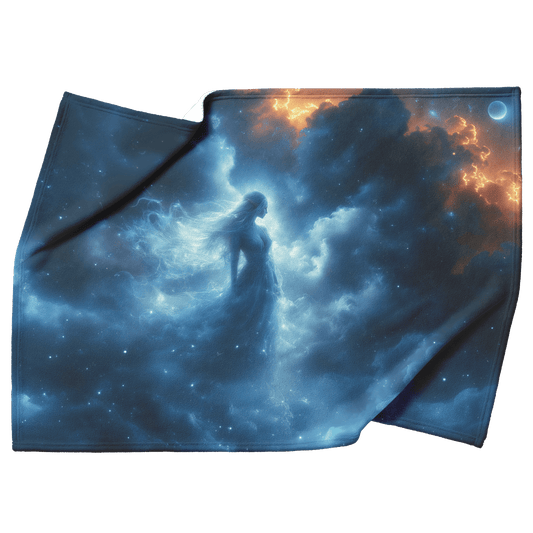 Night Elf Priest Fleece Sherpa Blanket Moonlit Robes Silver Mist Cosmic Reflections Serene Inspiring WoW Design - Awakening Righteousness