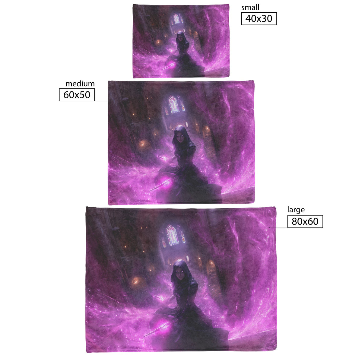 Night Elf Rogue Fleece Sherpa Blanket Black Leather Armor Glowing Daggers Purple Mist Silver Light Bold Stealthy Wow Design - Awakening Righteousness