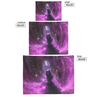 Night Elf Rogue Fleece Sherpa Blanket Black Leather Armor Glowing Daggers Purple Mist Silver Light Bold Stealthy Wow Design - Awakening Righteousness