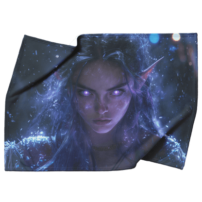 Night Elf Rogue Fleece Sherpa Blanket Dashing Shadows Silver Highlights Radiant Reflections Bold Powerful WoW Design - Awakening Righteousness