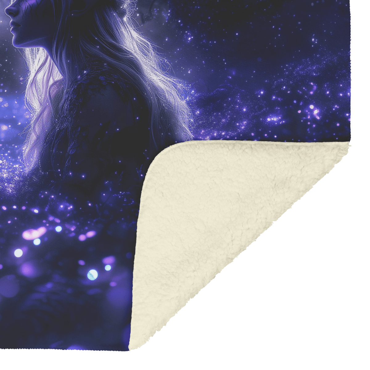 Night Elf Rogue Fleece Sherpa Blanket Glowing Forest Stars Light Trails Stealthy Majestic Design - Awakening Righteousness