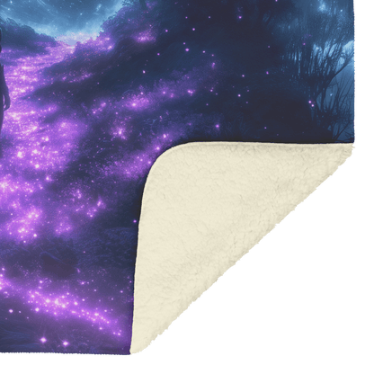 Night Elf Rogue Fleece Sherpa Blanket Glowing Forest Stars Light Trails Stealthy Majestic WoW Design - Awakening Righteousness