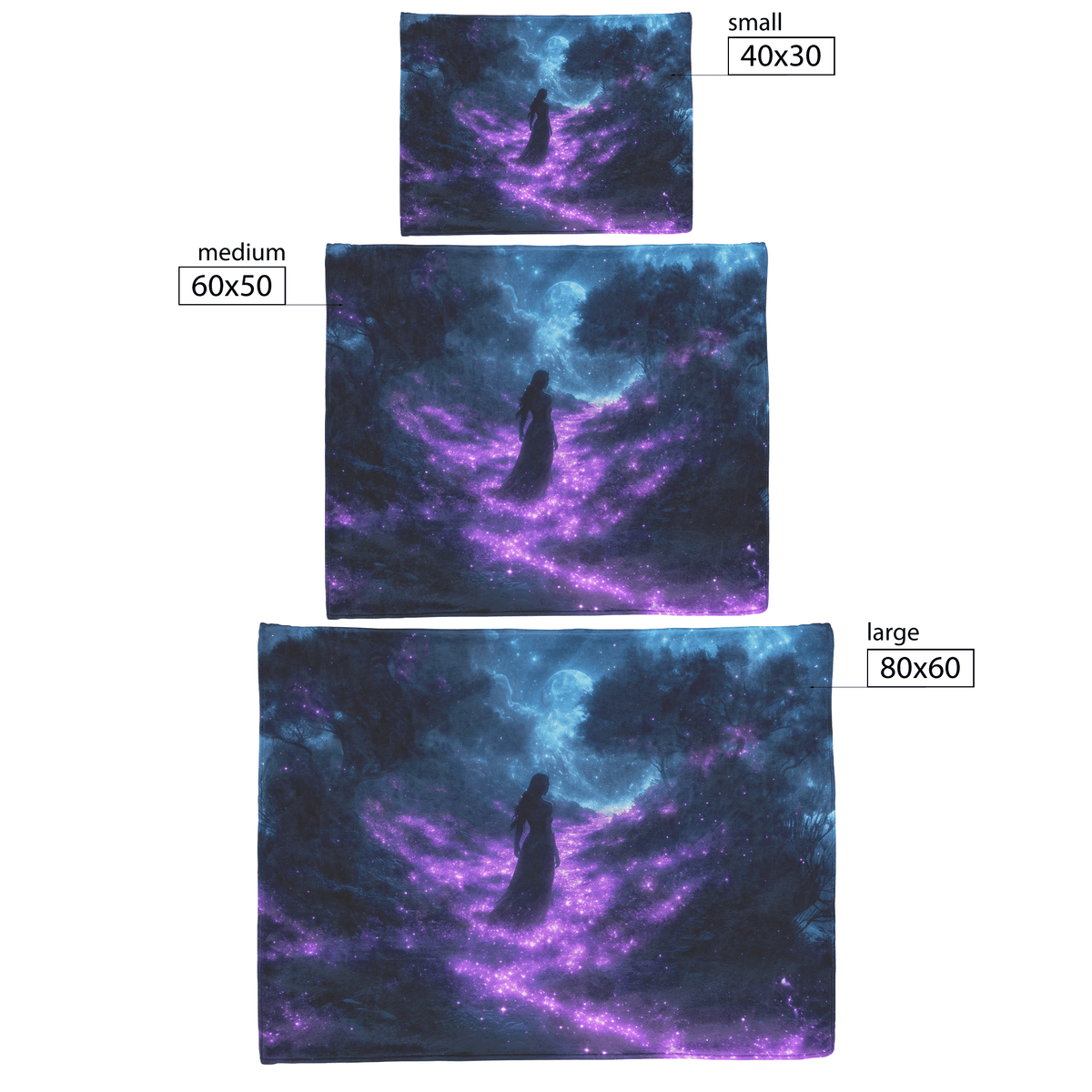 Night Elf Rogue Fleece Sherpa Blanket Glowing Forest Stars Light Trails Stealthy Majestic WoW Design - Awakening Righteousness