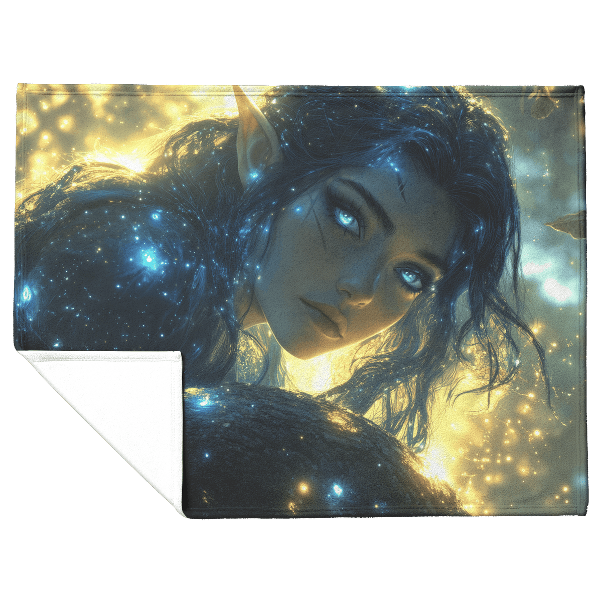 Night Elf Rogue Fleece Sherpa Blanket Treetop Dense Forest Stars Cosmic Textures Elegant Mysterious WoW Design - Awakening Righteousness