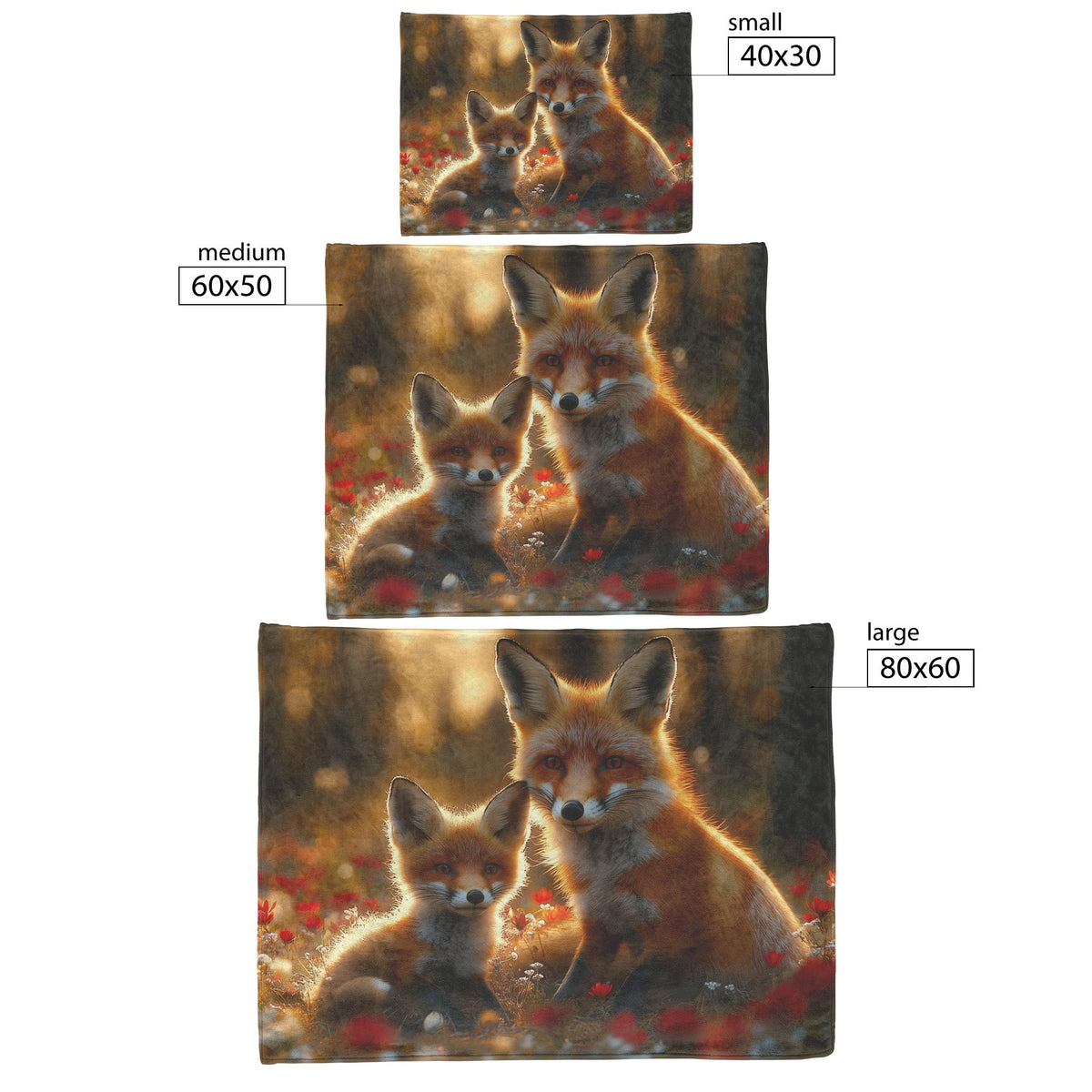 Pair of Foxes Playing in Flower Meadow Glowing Sunlight Joyful Peaceful Fleece Sherpa Blanket - Awakening Righteousness