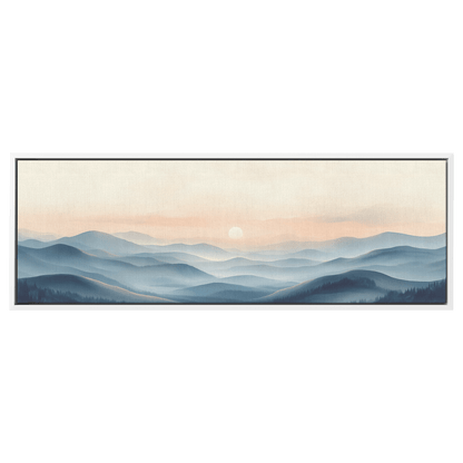 Panoramic Nature Illustration Muted Landscape Rolling Hills Beige Gray Taupe Tones Ultra High Definition Textured Minimalist Panoramic Framed Canvas Wall Art - Awakening Righteousness
