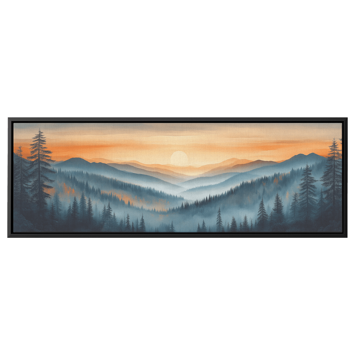 Panoramic Nature Illustration Rolling Hills Sparse Forests Minimalist Linework Soft Gray Beige Tones Ultra High Definition Serene Design Panoramic Framed Canvas Wall Art - Awakening Righteousness