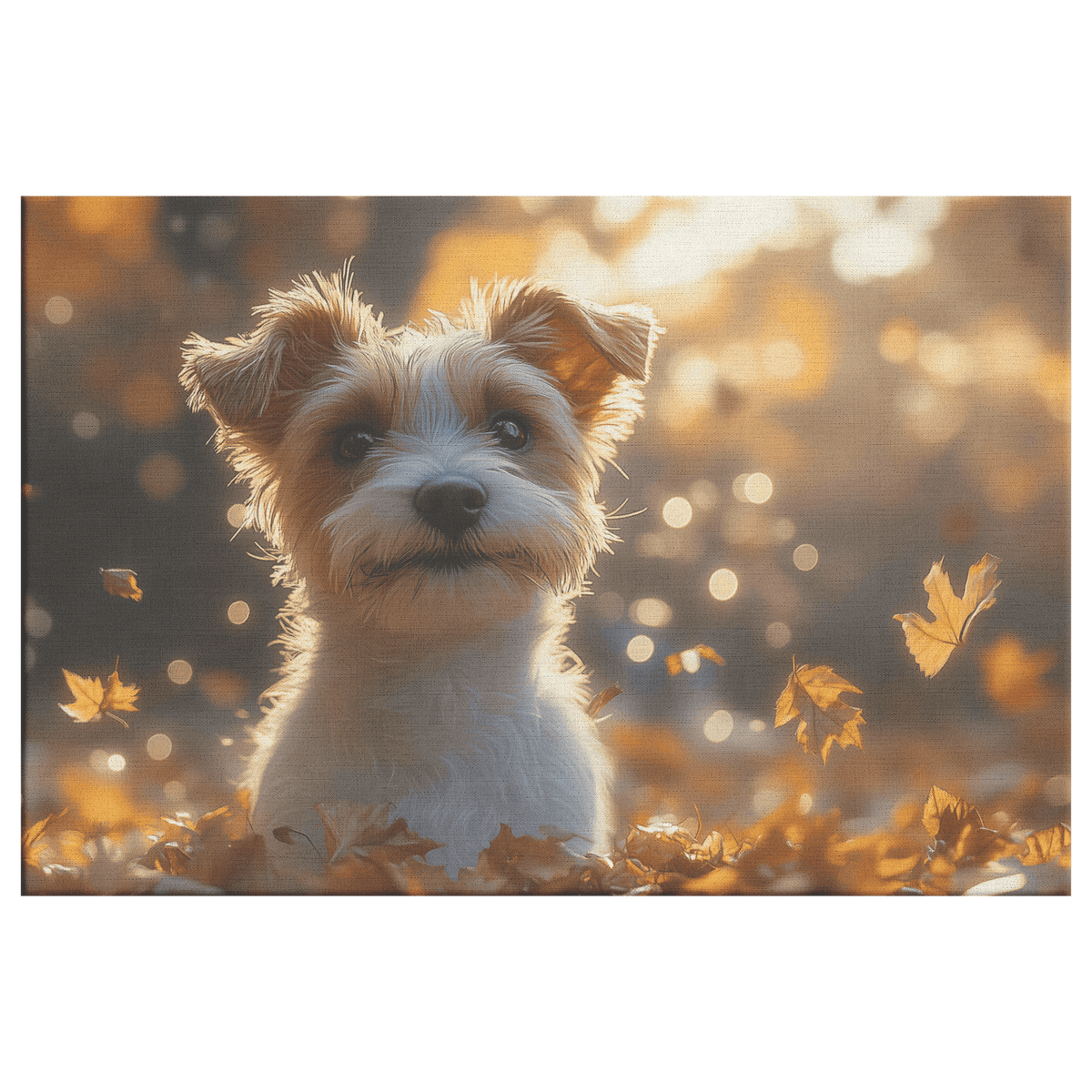Parson Russell Terrier In Forest Setting With Shimmering Textures And Glowing Silver Highlights Canvas Wall Art Decor - Awakening Righteousness