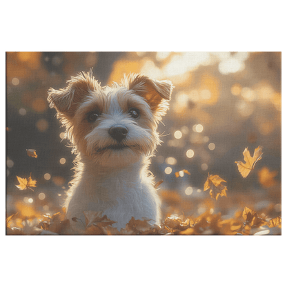 Parson Russell Terrier In Forest Setting With Shimmering Textures And Glowing Silver Highlights Canvas Wall Art Decor - Awakening Righteousness