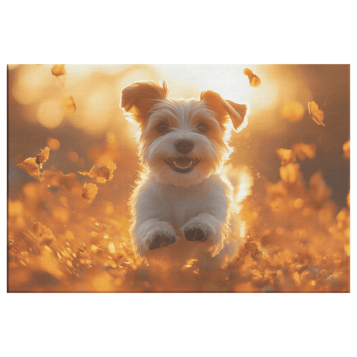 Parson Russell Terrier Running Through Wildflower Field With Shimmering Stars And Cosmic Textures Canvas Wall Art Decor - Awakening Righteousness