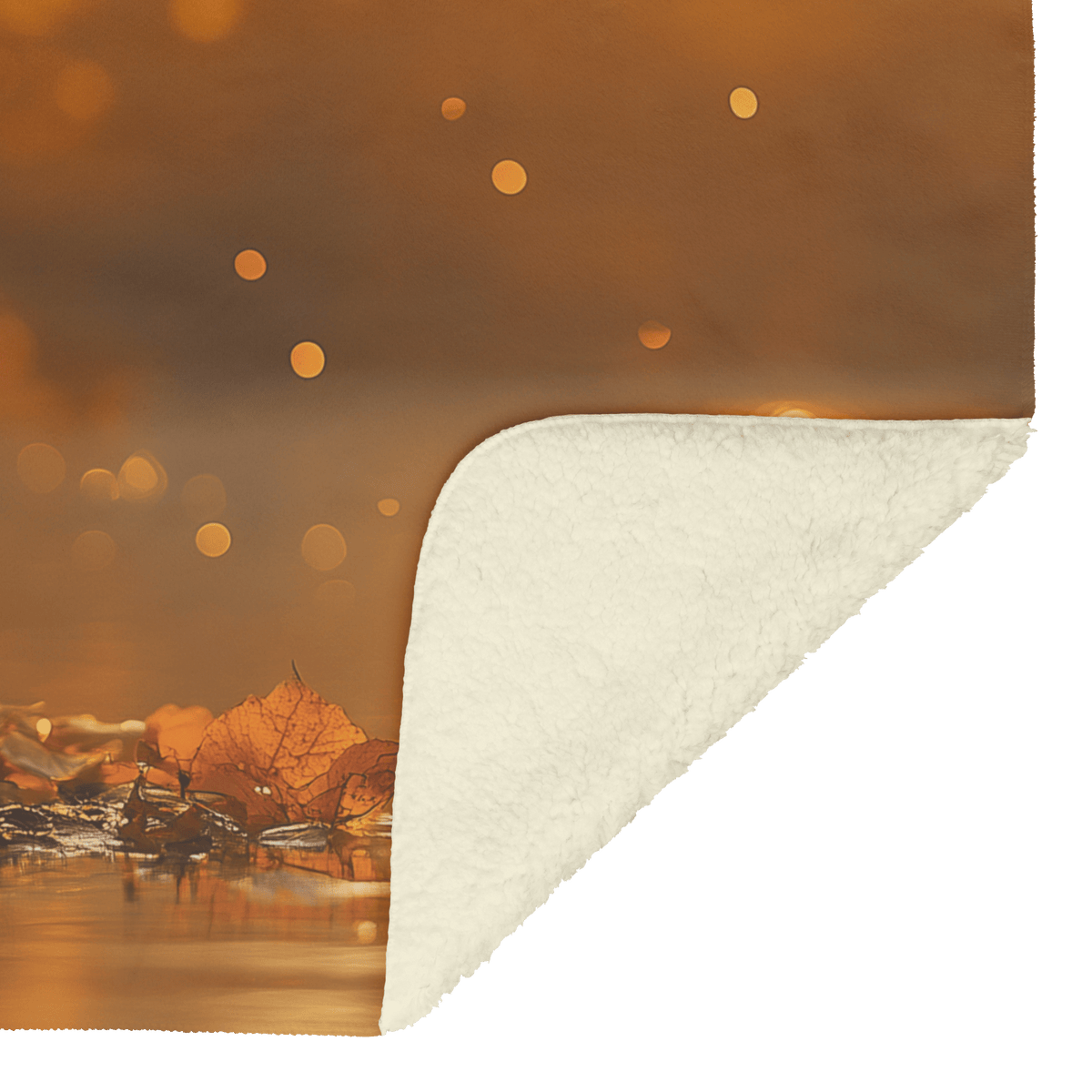 Parson Russell Terrier Sitting by Lake at Sunset Surrounded by Golden Textures and Cosmic Mist Fleece Sherpa Blanket - Awakening Righteousness